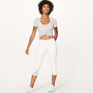 LULULEMON Sweat Your Heart Out Crop (21") Legging - White, size 4